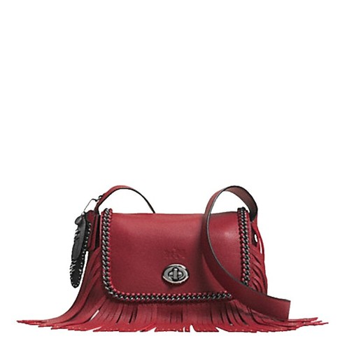 NWT Coach Whiplash Leather Dakotah Small Fringe Crossbody Red