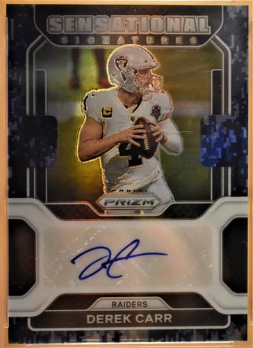 2021 Prizm Derek Carr PSA neuwertig 9 Auto 10 sensationell marineblau tarnfarben 25/25 #SSDC - Bild 4 von 6