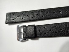 AUTHENTIC 1960-70'S SWISS TROPIC 16MM BLACK PERFORATED DIVE BAND STRAP   00138