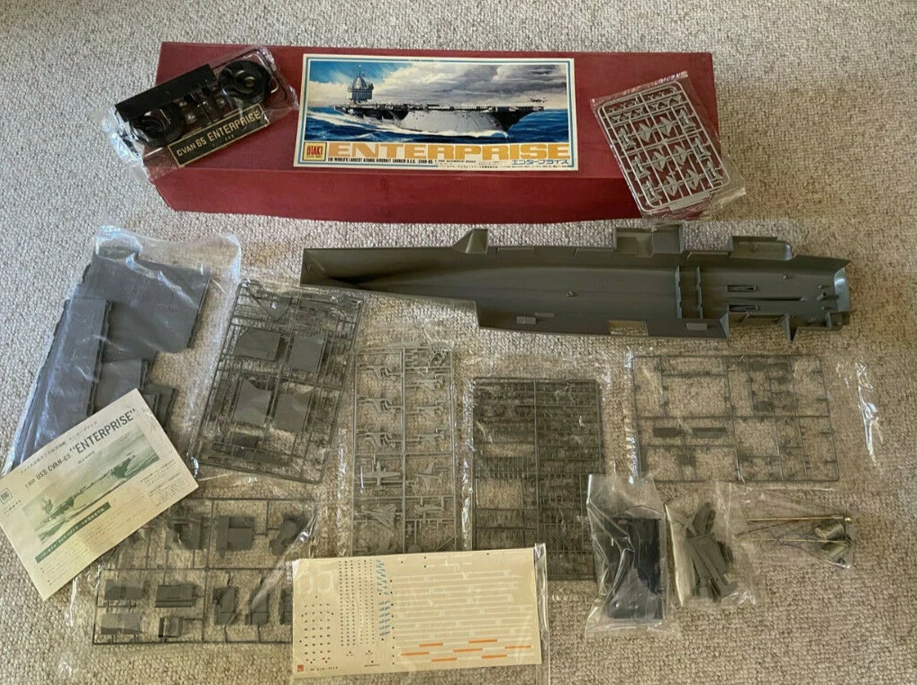 Vintage oTAKI 1/400 Scale Motorized U.S.S. Enterprise CVN-65 Model Kit