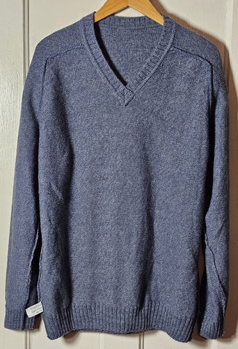 Mauro Sergio Sweater Men XL Blue Soft Wool Blend Pullover V-Neck Lagenlook Cabin - Picture 16 of 21