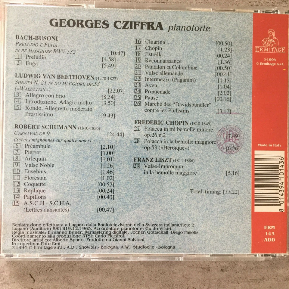 GEORGES CZIFFRA: Piano Recital - Live (CD Ermitage 143 / neu)  - Bild 2 von 2