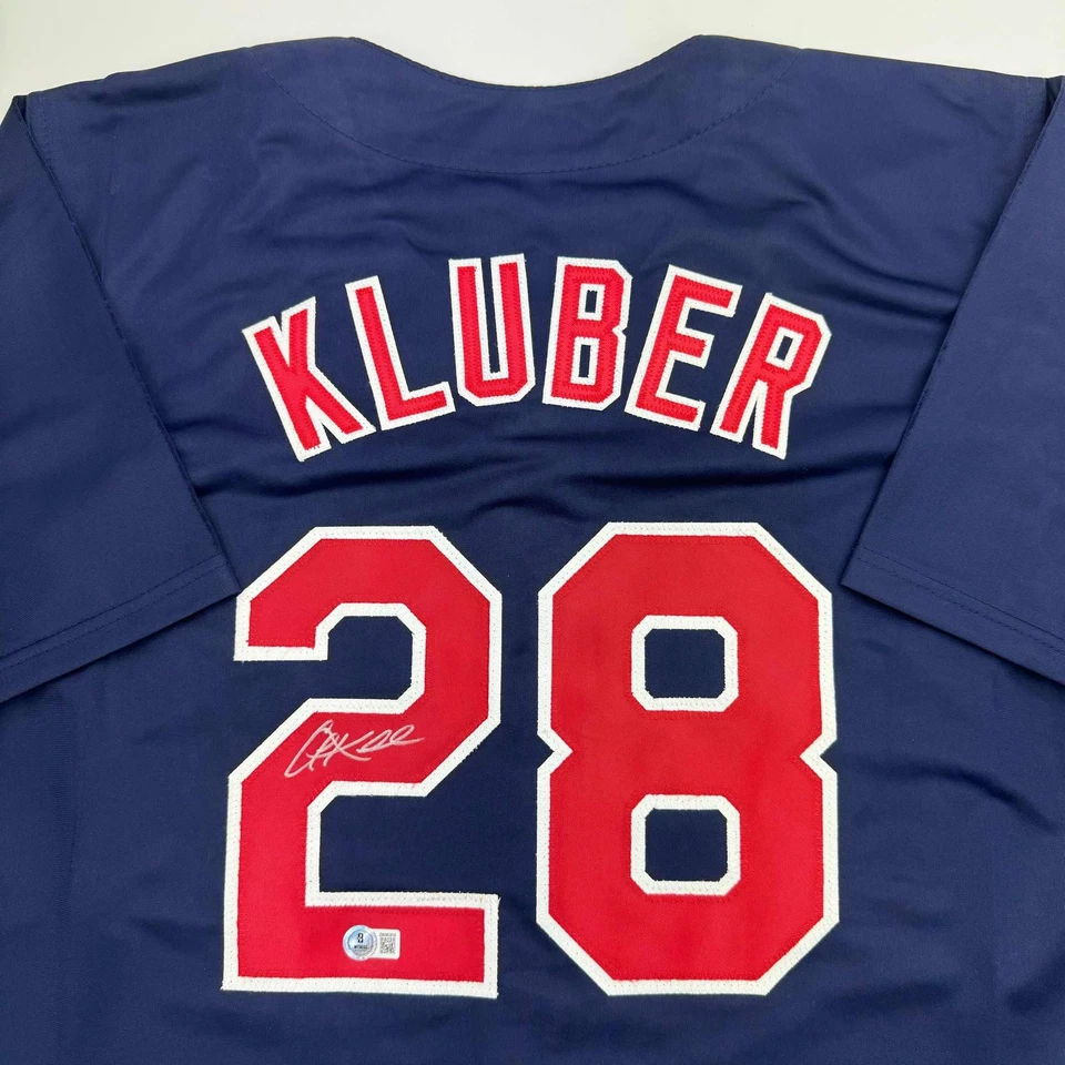 Autographed/Signed Corey Kluber Cleveland Blue Baseball Jersey Beckett BAS COA - Image 2 of 4
