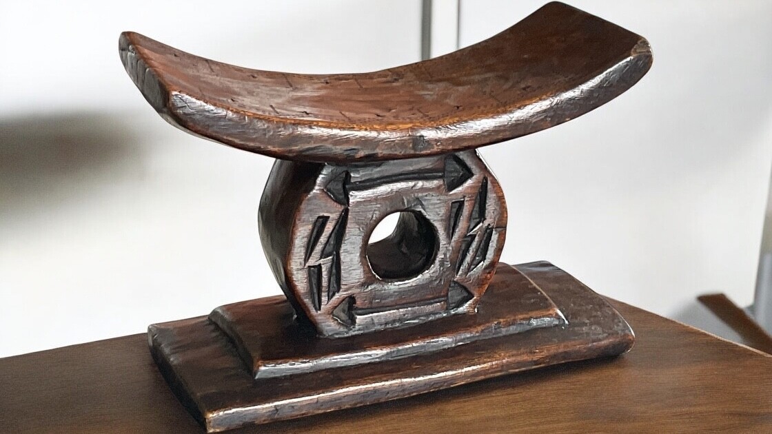 Repose-nuque Ancien – Tête Africaine En Bois – Art Tribal – 19 Cm