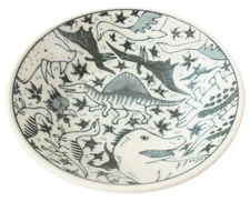 Mino ware Japan Ceramics 5.4inch Round Deep Plate Various Dinosaurs Japan