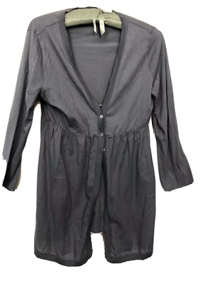 VELVET BRAND VINTAGE COTTON LAYERING TOP SZ M SLATE BLUE FLUTTER BOTTOM ACCENT