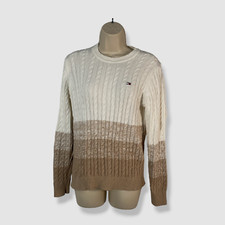  80 Tommy Hilfiger Women's White Ombre Long Sleeve Cable-Knit Sweater Size M