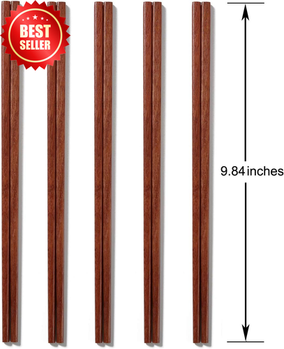 Reusable Wooden Chopsticks Set 10 Pairs Natural Japanese Korean Dining 9.84" - Picture 2 of 12