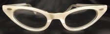 VINTAGE CAT EYE GLASSES GIRLS YOUTH CHILD SMALL COOL WHITE OPAL FRAMES 3 3/4 -5