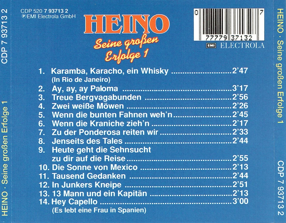 (CD) Heino – Seine Großen Erfolge 1 - Die Sonne Von Mexiko, Jenseits Des Tales - Bild 2 von 2