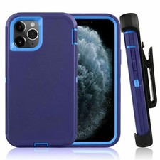 Rugged Defender Case for iPhone14 Plus 14 Pro Max Belt clip Fits OtterBox Blue