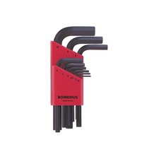 BONDHUS Set 9 Hex L-Wrenches- Short 25EA66