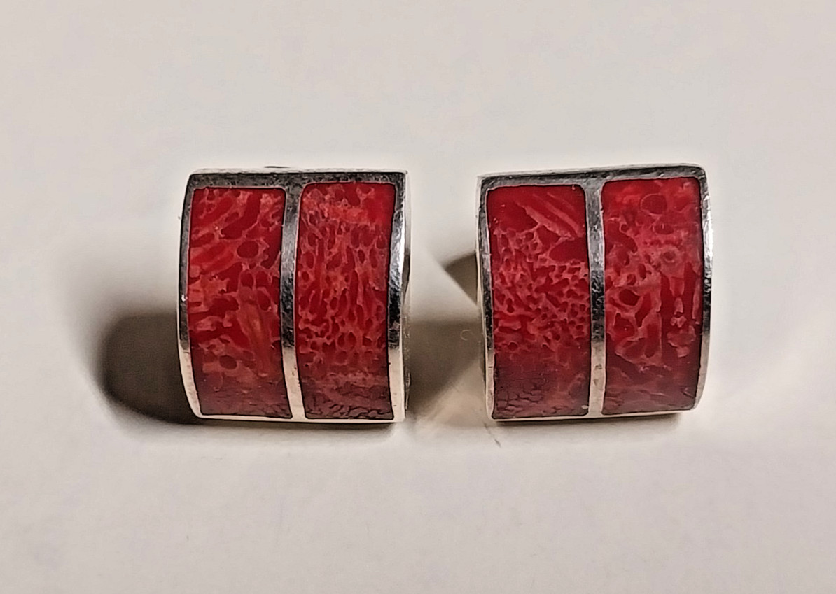 Sterling Silver 925 Square Post Stud Earrings wit… - image 1