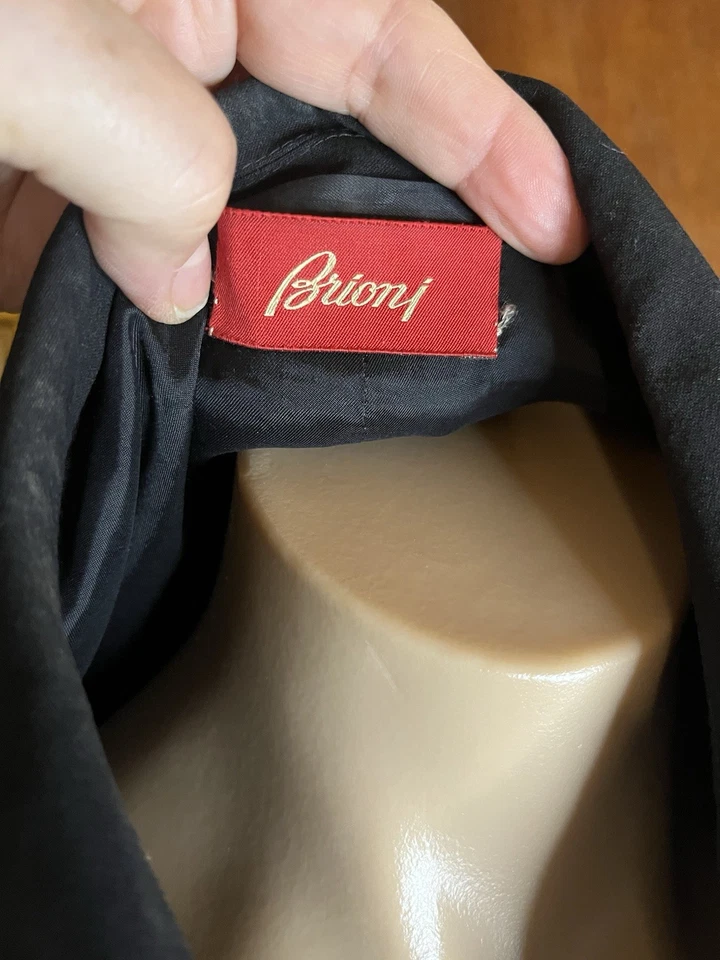 BRIONI Lujo Italiano Lana Seda Negro Esmoquin Talla Grande Blazer Pantalón Traje 24/26 Foto 4 de 4