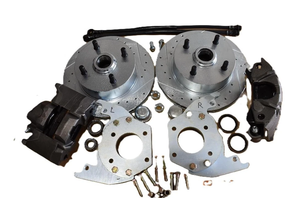 1960-1966 MERCURY COMET 4 LUG FRONT DISC BRAKE KIT   CROSS DRILL ROTORS  EASY - Imagem 2 de 4