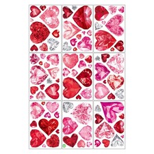 Valentine's Day Window Clings 9 Sheets PVC Double Sided Heart Decals Glass