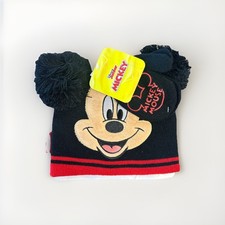 NEW, Mickey Mouse Beanie And Gloves Set Kids Black Red