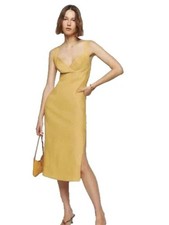 NWT Reformation Alira Linen Midi Dress Sun Yellow Women’s Size 4