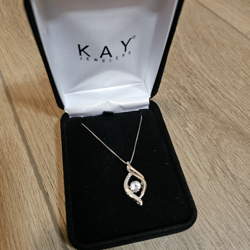 Kay Jewelers 925 Sterling Silver Unstoppable Love White Sapphire Necklace 18"