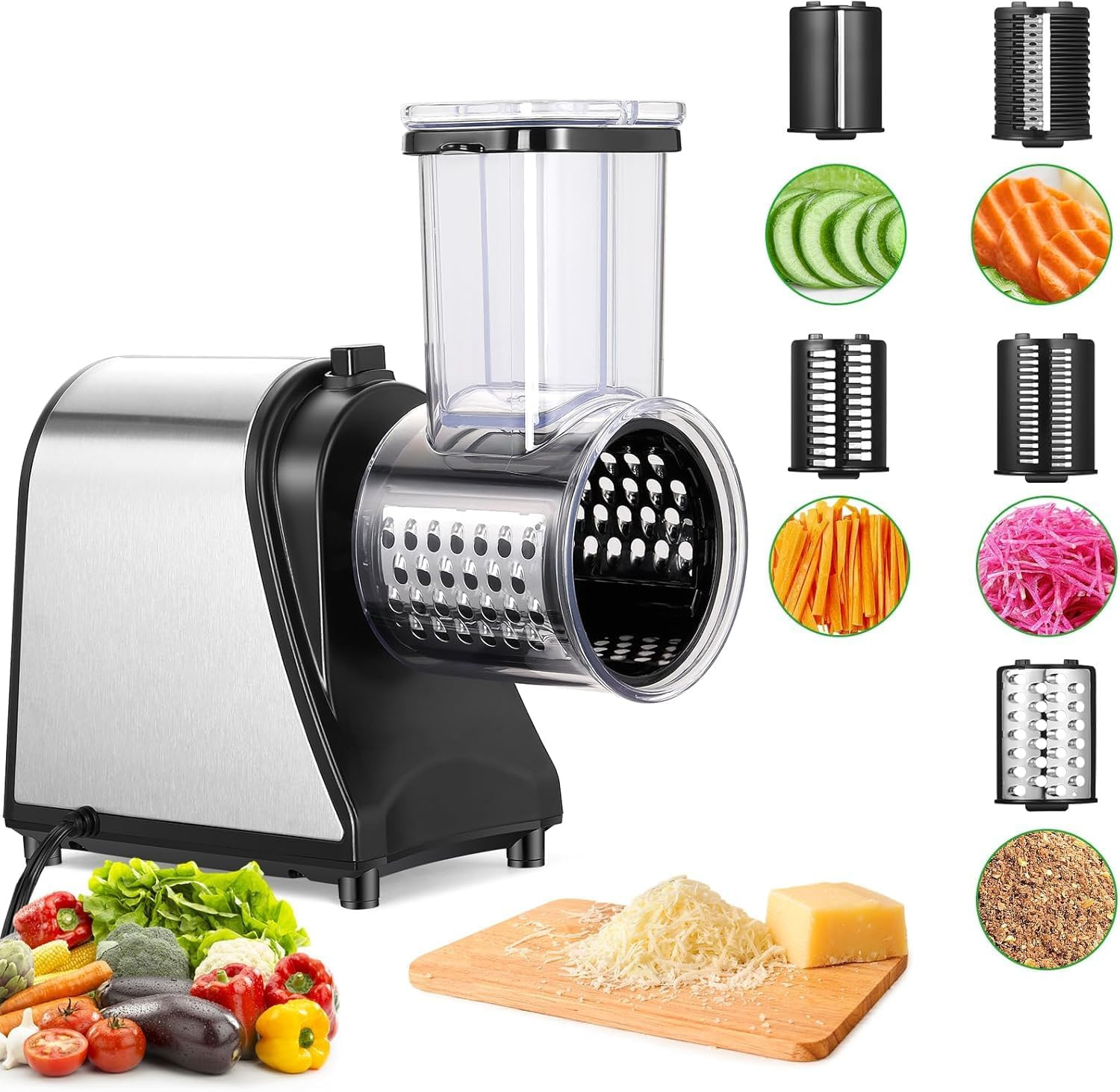 OFFERTA Tagliaverdure Elettrico 250W - Grattugia Acciaio Inox Sconto
