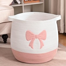 Large Baby Laundry Basket, Pink Laundry Hamper for Baby Girl, Toy and Blanket...