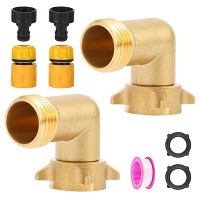 90 Degree Brass Garden Hose Elbow, High-Flow Valve Core with Easy Grip, RV Wa...