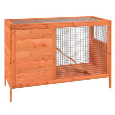 Rabbit Hutch Bunny Cage Animal Enclosure and Run Outdoor Solid Wood Pine vidaXL