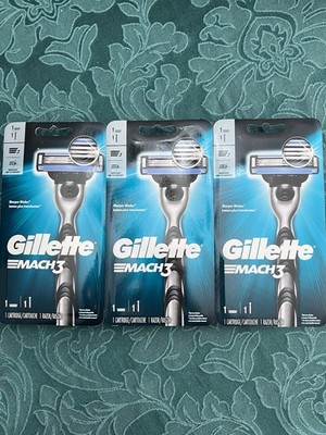 Gillette Mach3 Shaving Razor for Men, 1 Razor Handle, 1 Blade Refill (Lot Of 3)