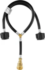 Y Shape Propane Splitter Hose Converter Adapter QCC/POL Outlet and Inlet Tank