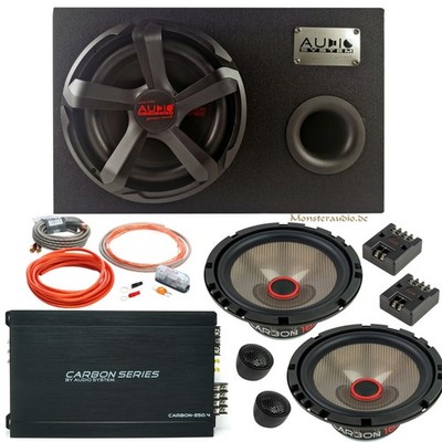 Audio System Carbon Verstärker Subwoofer Lautsprecher Auto Hifi Komplett Set