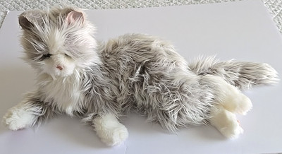 Joy For All Animatronic Plush Realistic Comfort Gray Cat Purs Meows Moves Sleeps