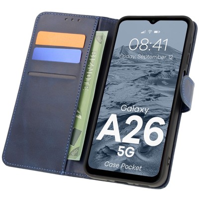 Handyhülle mit Klappe für Galaxy A26 5G Bizon Case Cover Schutz Hülle Dunkelblau