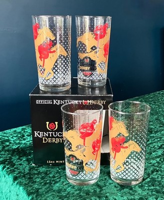 Kentucky Derby Churchill Downs 149th Glasses- 12oz Mint Julep, Set of 4- New Box
