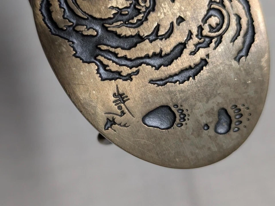 De colección GRIZZLY BEAR Hebilla de Cinturón BRONCE Vaquero Años 70 Western BITTERROOT Latón Foto 3 de 4