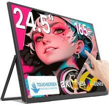 EVICIV 24.5" 2K 165Hz Portable Gaming Monitor Touch Screen HDMI Computer Display