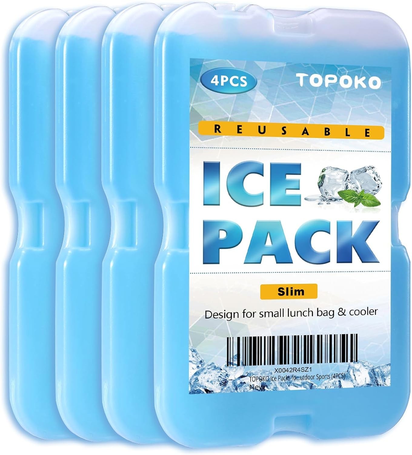 TOPOKO Ice Packs for Lunch Bags, Cooler, Freezer Packs for Lunch Box, Cooler Bag