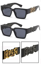 Men  s Locs Thick Flat Top Sunglasses Metal Logo Frame  Category 3 Dark Lens