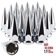 33mm x 4 3/4" Chromed Spike Lug Nuts Covers Push On, Spike - Push On 20Pcs