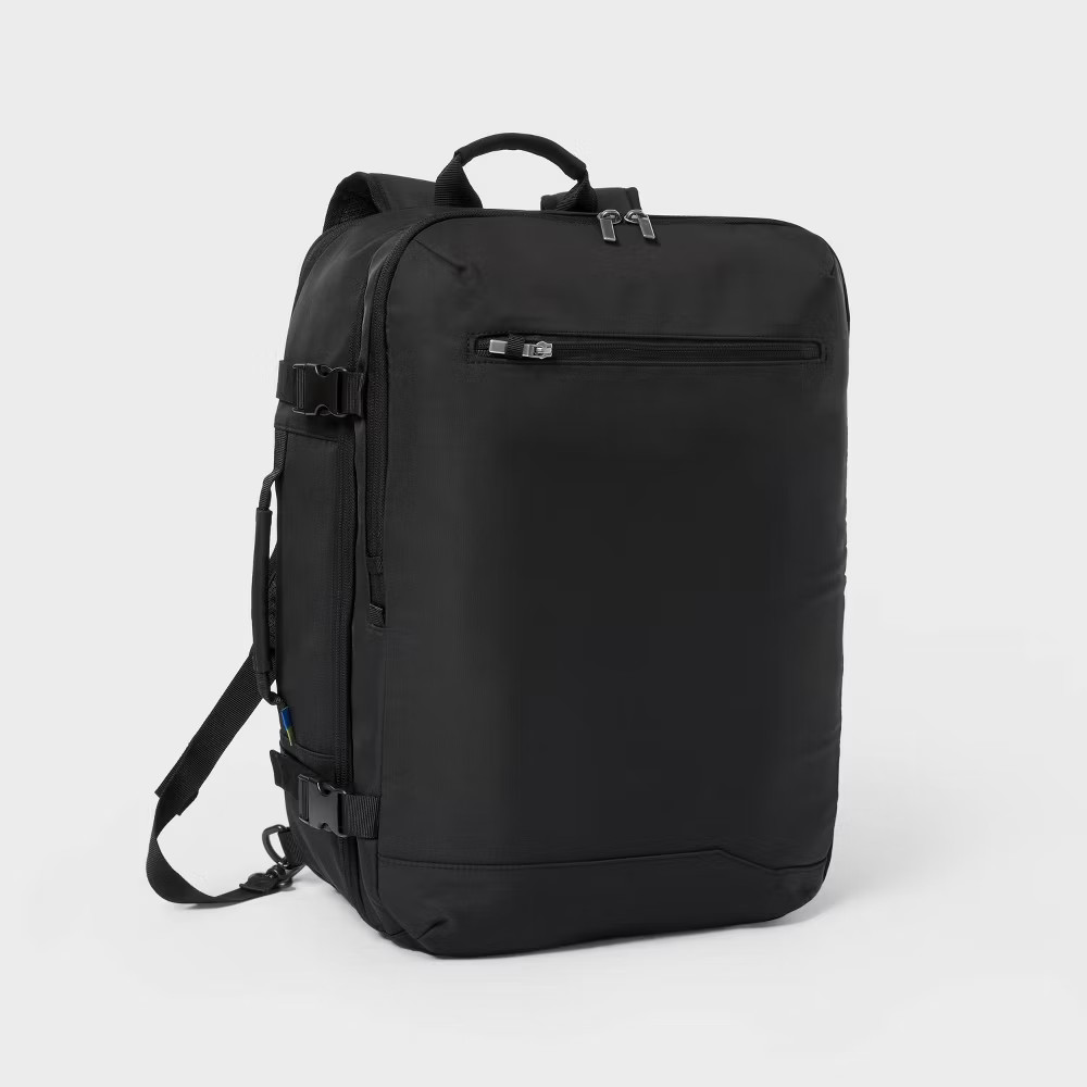 40L Travel Backpack With Expansion Black - Open Stoy