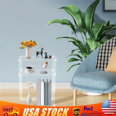 Acrylic Narrow Side Table，7'' Wide Skinny Nightstand/Bedside，Slim Small End Table