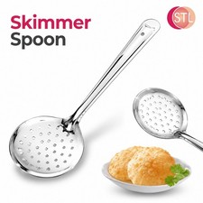 STAINLESS STEEL SKIMMER SPOON HEAVY DUTY STRAINER KITCHEN TOOL JHARNI STL 10.5"