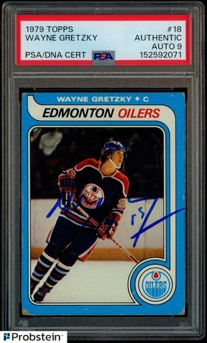 Wayne Gretzky HOF 1979-80 Topps Hockey #18 RC Rookie PSA/DNA 9 AUTO