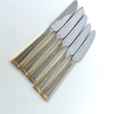 Godinger Stainless Flatware GOLDEN BRAID 5 Dinner Knives