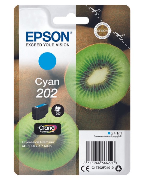 Epson Original 202 Kiwi Druckerpatrone Cyan 300 Seiten 4,1Ml (C13T02F24010)-image