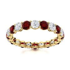 Round Garnet Gemstone Eternity Statement Ring Jewelry Sterling Silver