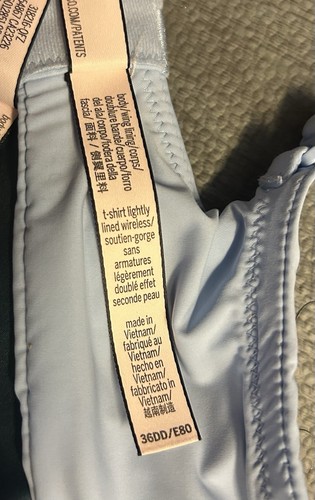 DOS Victorias Secret Sujetador Inalámbrico Talla 36DD Forrado Semi Demi Camiseta Azul Verde - Imagen 7 de 8