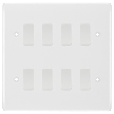 BG weiß 8 Gang Intermediate Custom Grid Lichtschalter mit Back Box