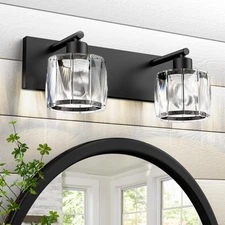 Crystal Vanity Lights for Bathroom 2 Light Bathroom Vanity Light Modern Matte...