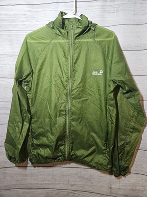 Jack Wolfskin ULTRA LITE WEIGHT Zip Up Jacket With Hood - LARGE - Green - Nylon