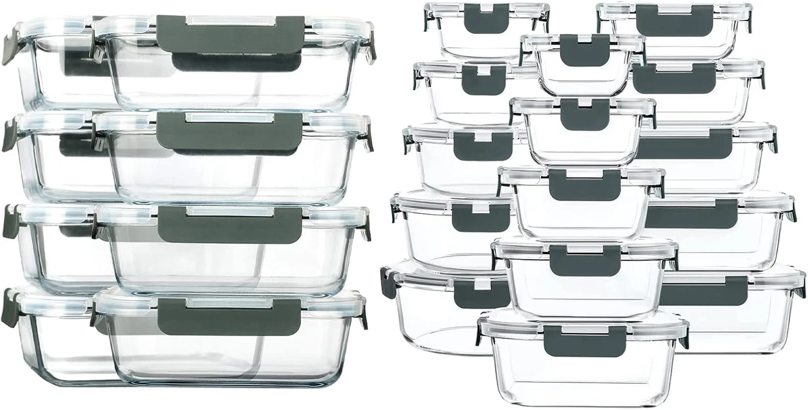 MCIRCO 30oz Glass Meal Prep Containers Set of 8 + 30 Food Storage Lids